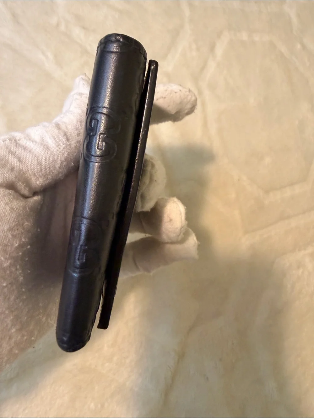 Gucci Black Embossed Leather Key Holder